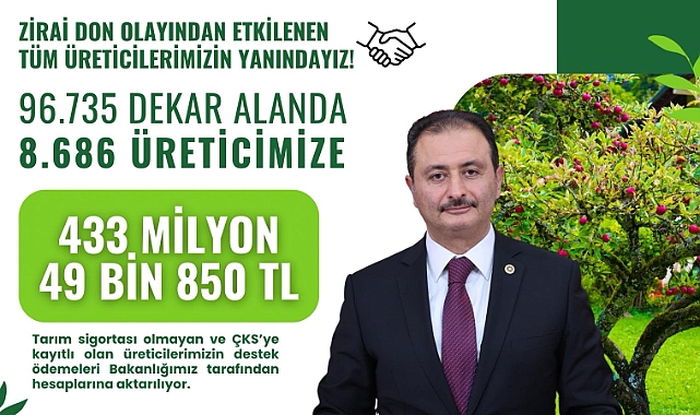 Aldemir: Zirai Dondan Etkilenen Çiftçilere 433 Milyon TL Destek Verilecek