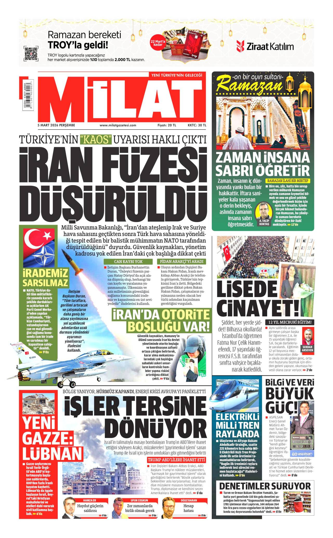 Milat Gazete Manşeti