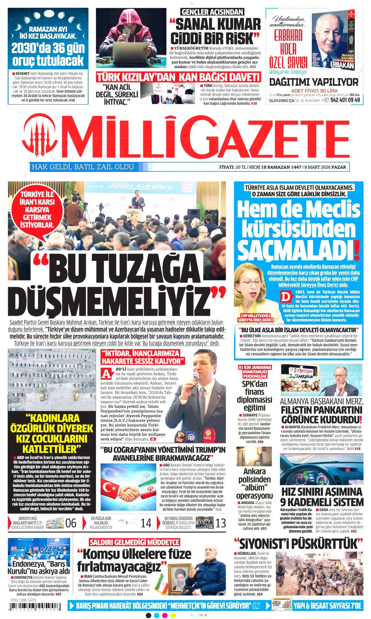 Milli Gazete Gazete Manşeti