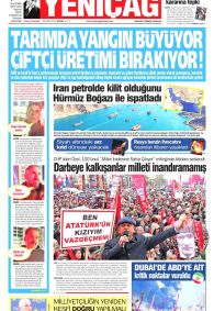 Yeniçağ Gazetesi Gazete Manşeti