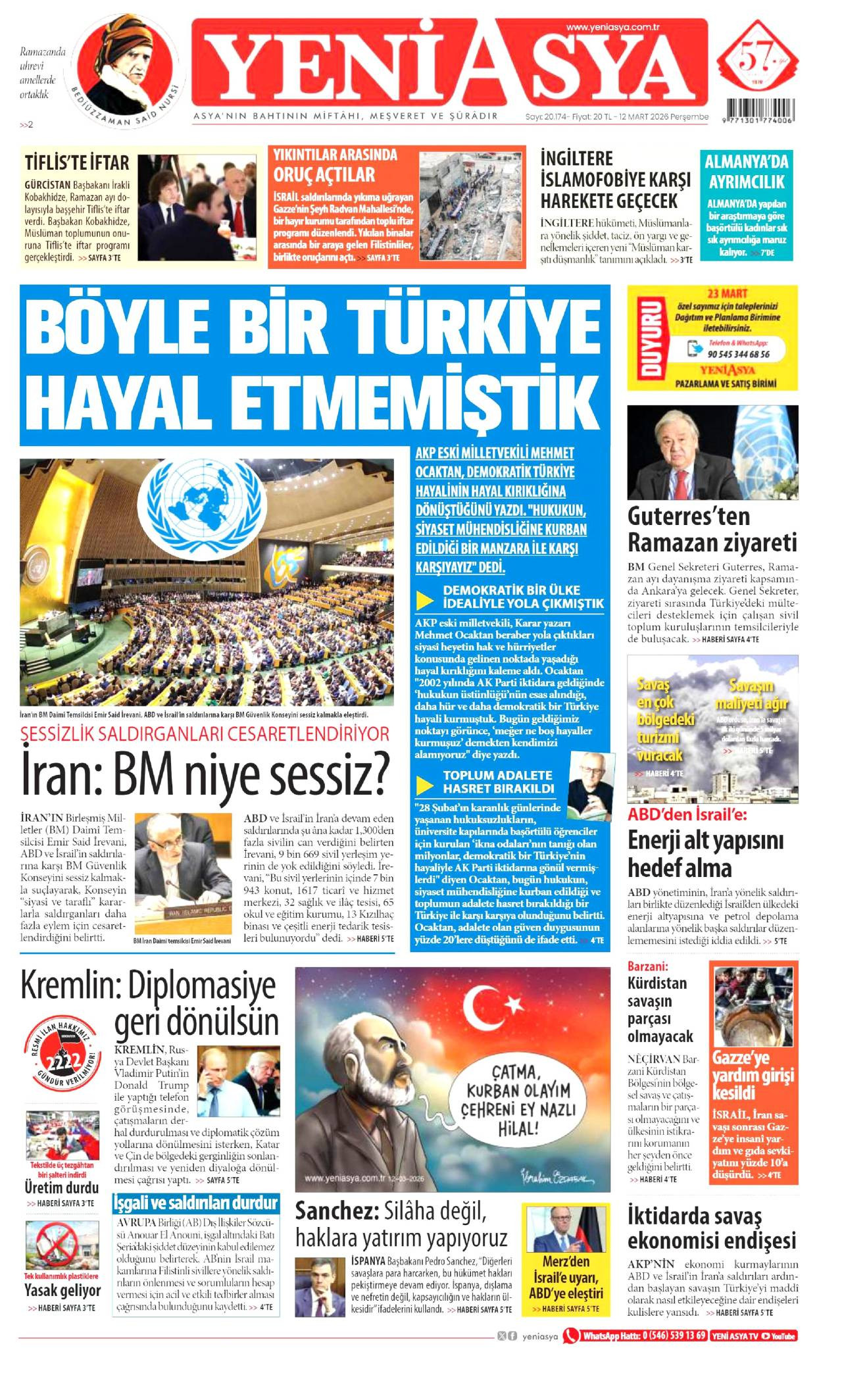 Yeni Asya Gazete Manşeti